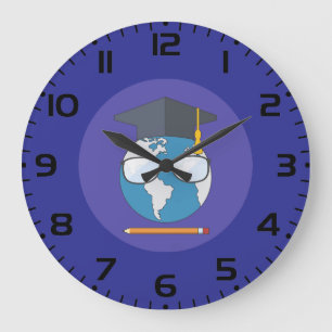 Reloj Redondo Grande Gorrito de graduación de educación global Tierra p