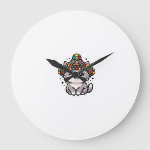 Reloj Redondo Grande Gorro tejido de gato Kawaii marroquí Amazigh con P