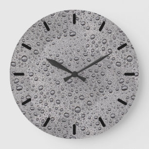 Reloj Redondo Grande Gotas de agua gris