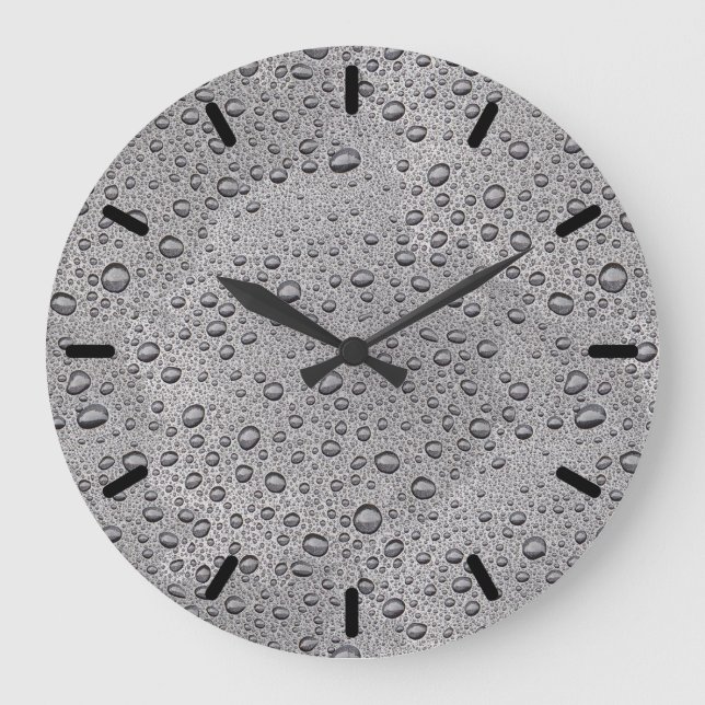 Reloj Redondo Grande Gotas de agua gris (Anverso)