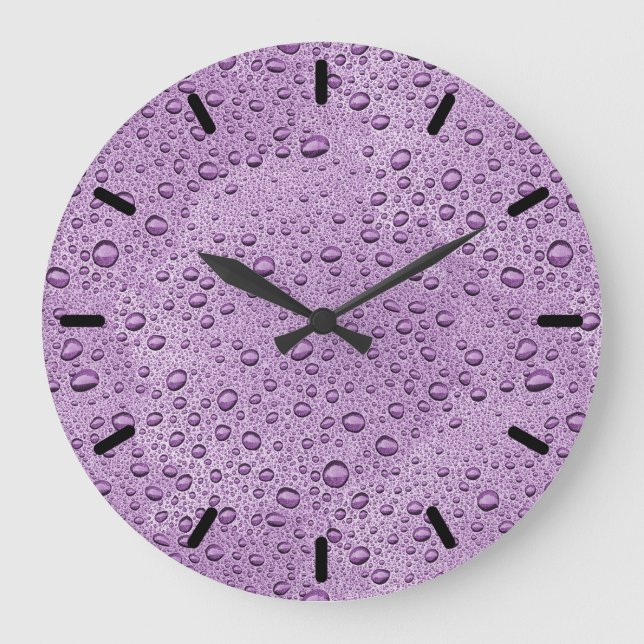 Reloj Redondo Grande Gotas de agua morada (Anverso)