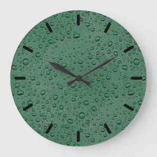 Reloj Redondo Grande Gotas de agua verde