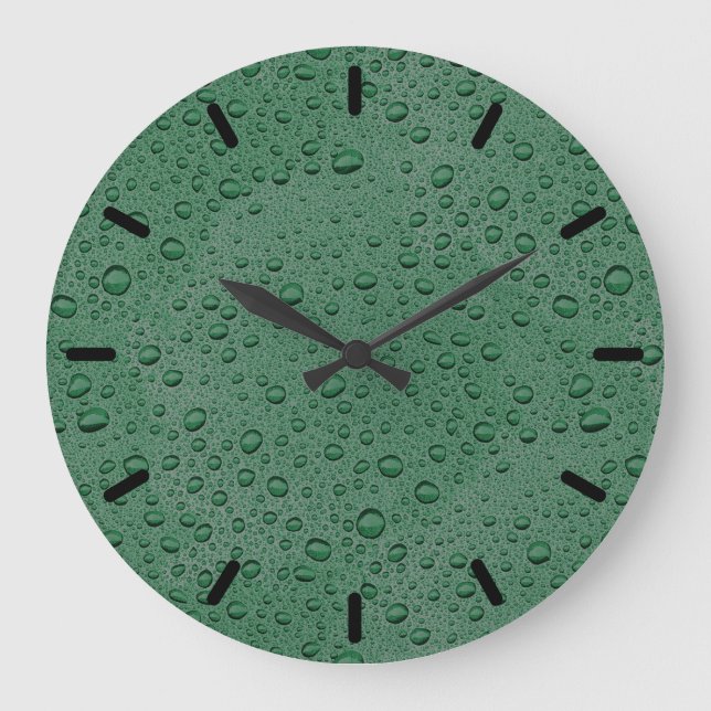 Reloj Redondo Grande Gotas de agua verde (Anverso)