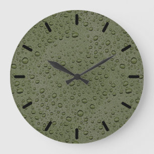 Reloj Redondo Grande Gotas de agua verde oliva