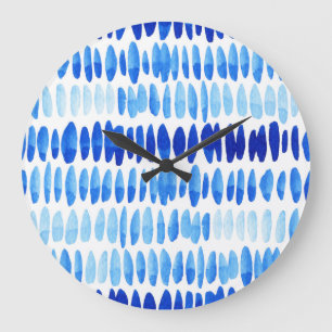 Reloj Redondo Grande Gotas de lluvia azules: Abstracto de color de agua