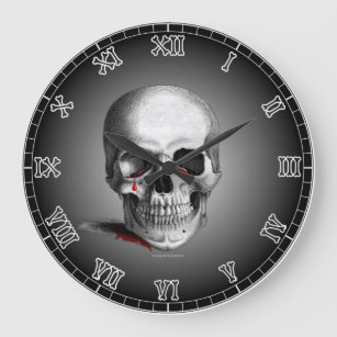 Reloj Redondo Grande Gothic Crying Skull Horror Blood Tears Red Fantasy