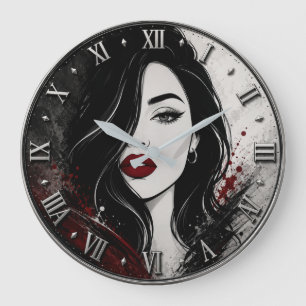 Reloj Redondo Grande Gothic Glamour Woman Modern Portrait Decor