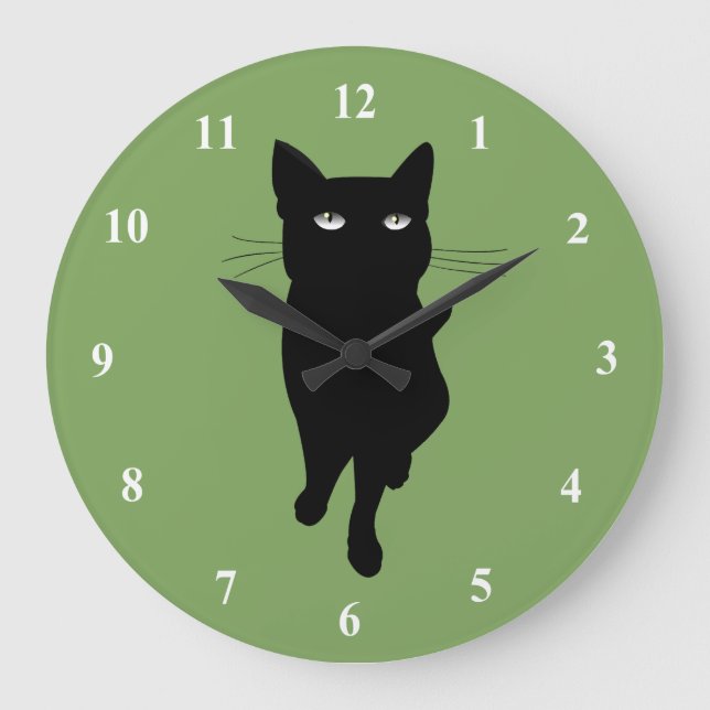 Reloj Redondo Grande Gótico felino negro (Anverso)