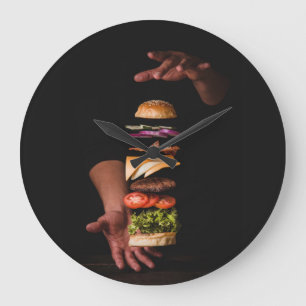 Reloj Redondo Grande Gourmet Hamburger Acrylic Wall Clock