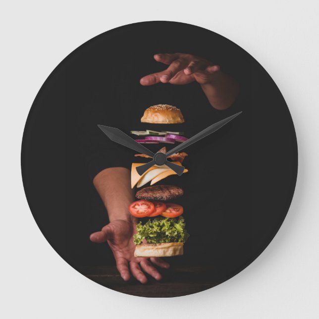 Reloj Redondo Grande Gourmet Hamburger Acrylic Wall Clock (Anverso)