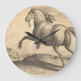 Reloj Redondo Grande Grabado antiguo elegante del caballo español