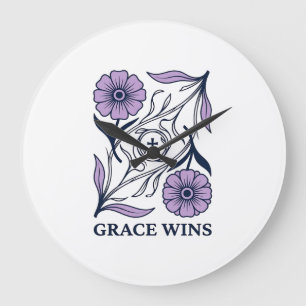 Reloj Redondo Grande Grace Wins Floral Camiseta de grabado vintage cris