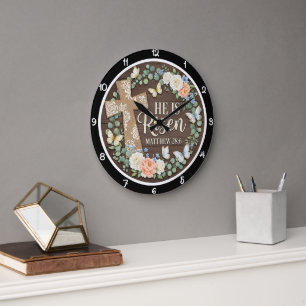 Reloj Redondo Grande Gracia de Pascua Él ha Resucitado