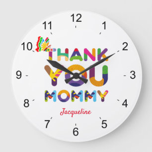 Reloj Redondo Grande Gracias mamá colorida