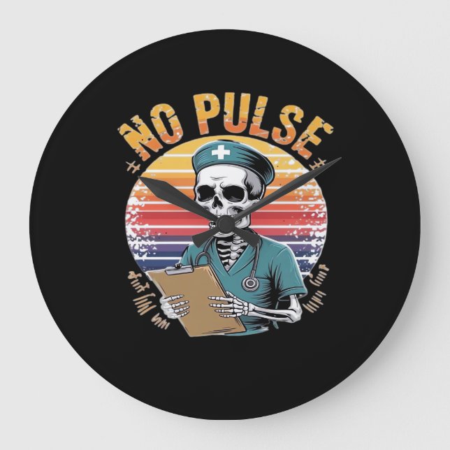 Reloj Redondo Grande Graciosa enfermera de esqueleto sin diseño de puls (Anverso)