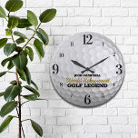 Reloj Redondo Grande Graciosa Legend Golf Ball Personalizada<br><div class="desc">Fun,  bola de golf personalizada en este reloj de pared personalizado. El regalo perfecto para cualquier amante del golf.</div>