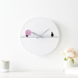 Reloj Redondo Grande Graciosa morena rosa de burbuja en blanco alambrad