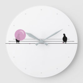 Reloj Redondo Grande Graciosa morena rosa de burbuja en blanco alambrad