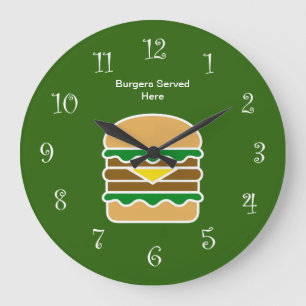 Reloj Redondo Grande Gracioso diseño de cocina hamburguesa