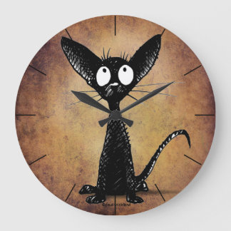Reloj Redondo Grande Gracioso gato negro