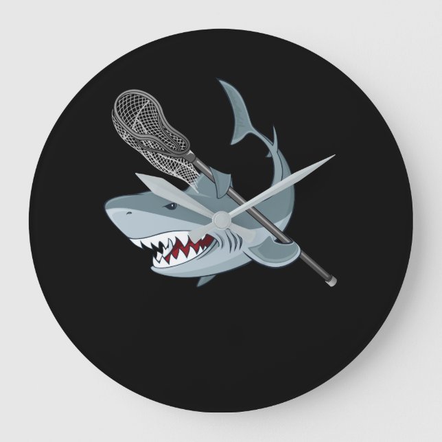 Reloj Redondo Grande Gracioso Lacrosse Shark Lacrosse Shark Amantes del (Anverso)
