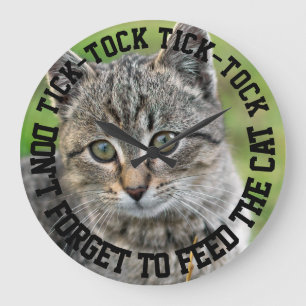 Reloj Redondo Grande Gracioso no olviden alimentar al gato como algo pe