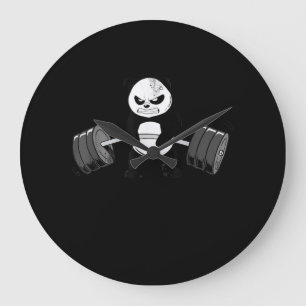 Reloj Redondo Grande Gracioso Panda Workout Kitten Gym Deadlift Power