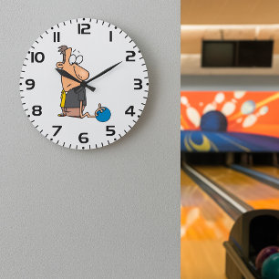 Reloj Redondo Grande Gracioso personaje de Bowler triste con boliche