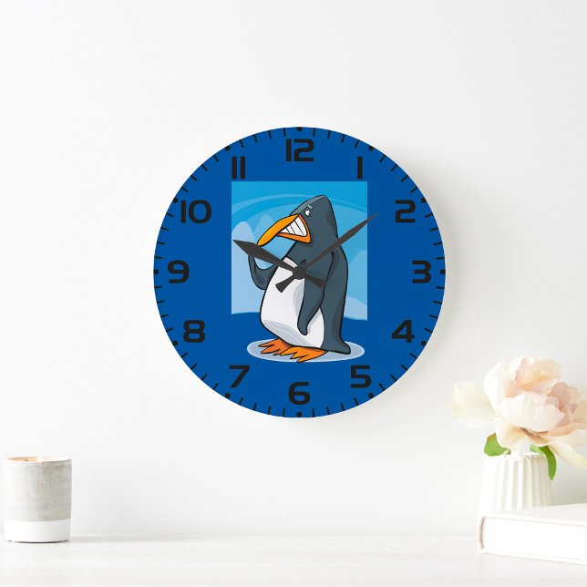Reloj Redondo Grande Gracioso Personalizado de Pingüinos Enfadados, Gua (Subido por el creador)
