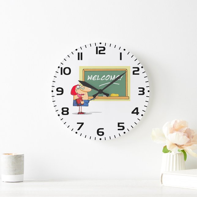 Reloj Redondo Grande Gracioso profesor Personalizado recibe de vuelta a (Subido por el creador)