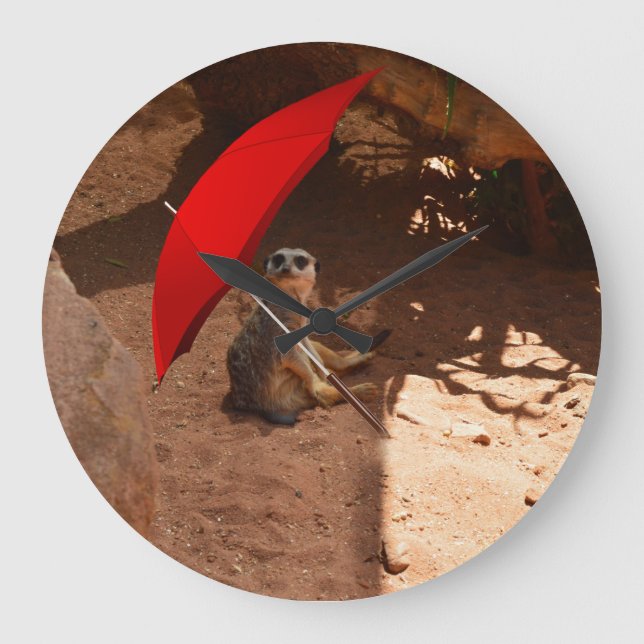 Reloj Redondo Grande Gracioso Sun Smart Meerkat, (Anverso)