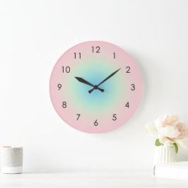 Reloj Redondo Grande Gradiente azul rosa Ombre Pastel Estético