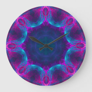 Reloj Redondo Grande Gradiente azul y rosado neón oscuro de Kaleidoscop