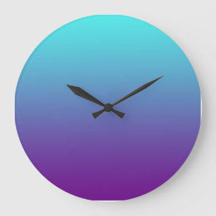 Reloj Redondo Grande Gradiente de fondo simple azul turquesa púrpura
