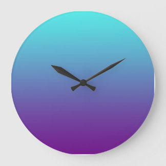Reloj Redondo Grande Gradiente de fondo simple azul turquesa púrpura