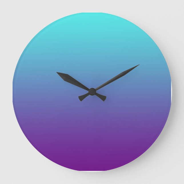 Reloj Redondo Grande Gradiente de fondo simple azul turquesa púrpura (Anverso)