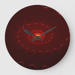 Reloj Redondo Grande Gradiente de Swirl Fiery Red Sparkle
