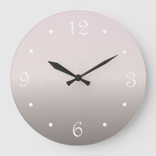 Reloj Redondo Grande Gradiente Mínimo de Taupe Rosa Polvoriento  (Anverso)
