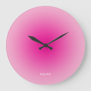 Reloj Redondo Grande Gradiente Radial de Rosa Claro a Intenso