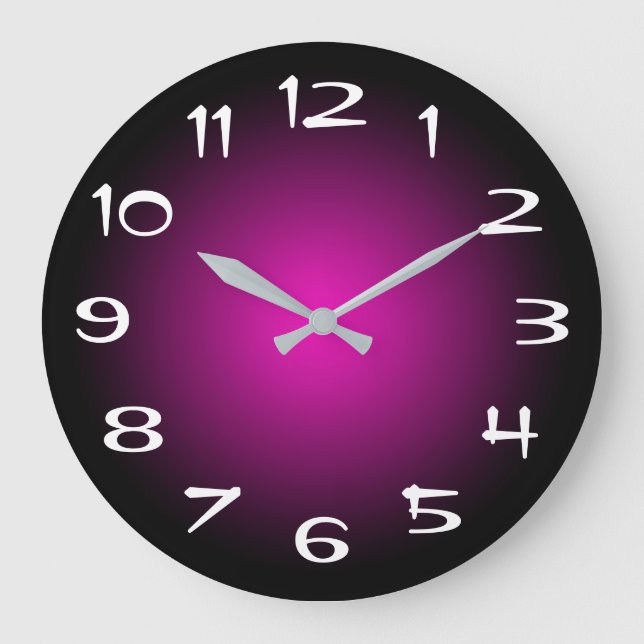 Reloj Redondo Grande Gradiente radial morado negro y rosado caliente (Anverso)
