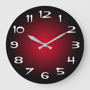 Reloj Redondo Grande Gradiente radial negro y rojo