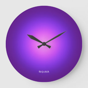 Reloj Redondo Grande Gradiente Radial Rosa Púrpura