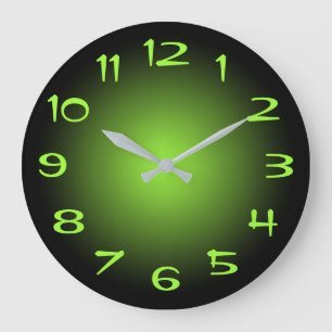Reloj Redondo Grande Gradiente radial verde negro y limón