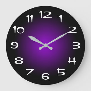 Reloj Redondo Grande Gradiente radial violeta negro y oscuro