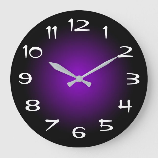 Reloj Redondo Grande Gradiente radial violeta negro y oscuro (Anverso)