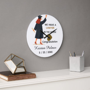 Reloj Redondo Grande Graduación personalizada de la facultad de derecho