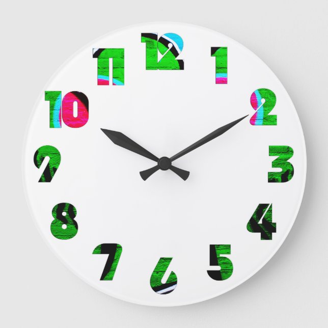 Reloj Redondo Grande Graffiti 12 Número superposición wccn (Anverso)