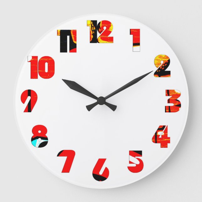 Reloj Redondo Grande Graffiti 19 Número Superposición wcna (Anverso)