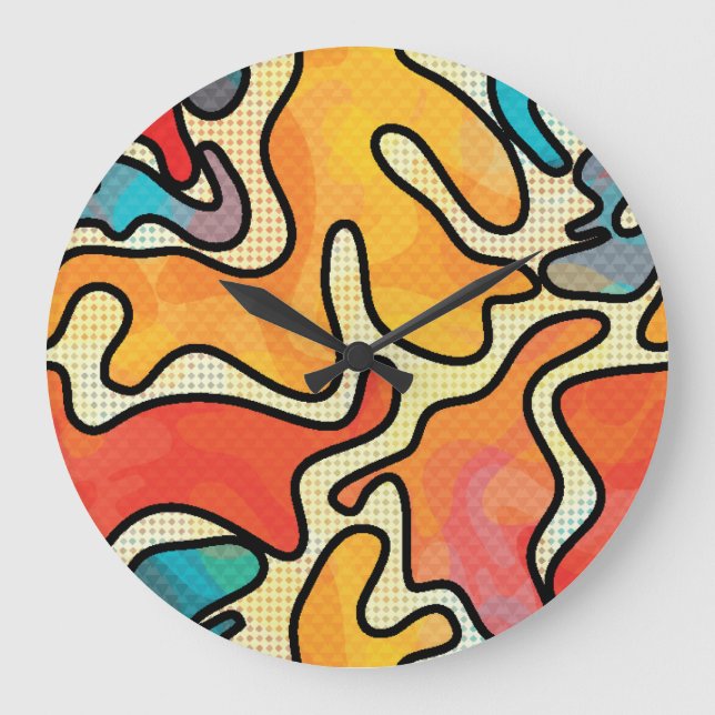 Reloj Redondo Grande Graffiti urbano: Textura de arte sin costura. (Anverso)