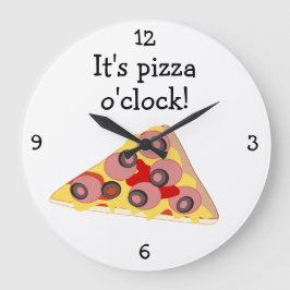 Reloj Redondo Grande Gráfica de comida divertida Pizza O'Clock